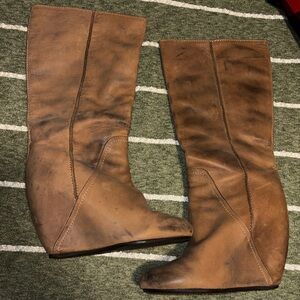 Kelsi Dagger Brown Leather Over-the-Knee Boots